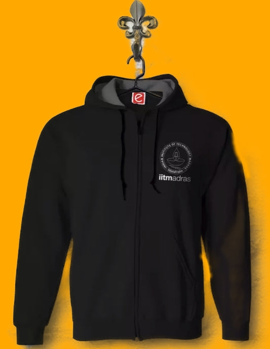 IIT Madras Hoodie - Chest zip Black